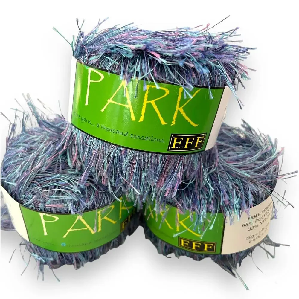 3 skeins Filati FF PARK Eyelash Yarn | 36 Blue Lavender | Made in Italy - Picture 1 of 7